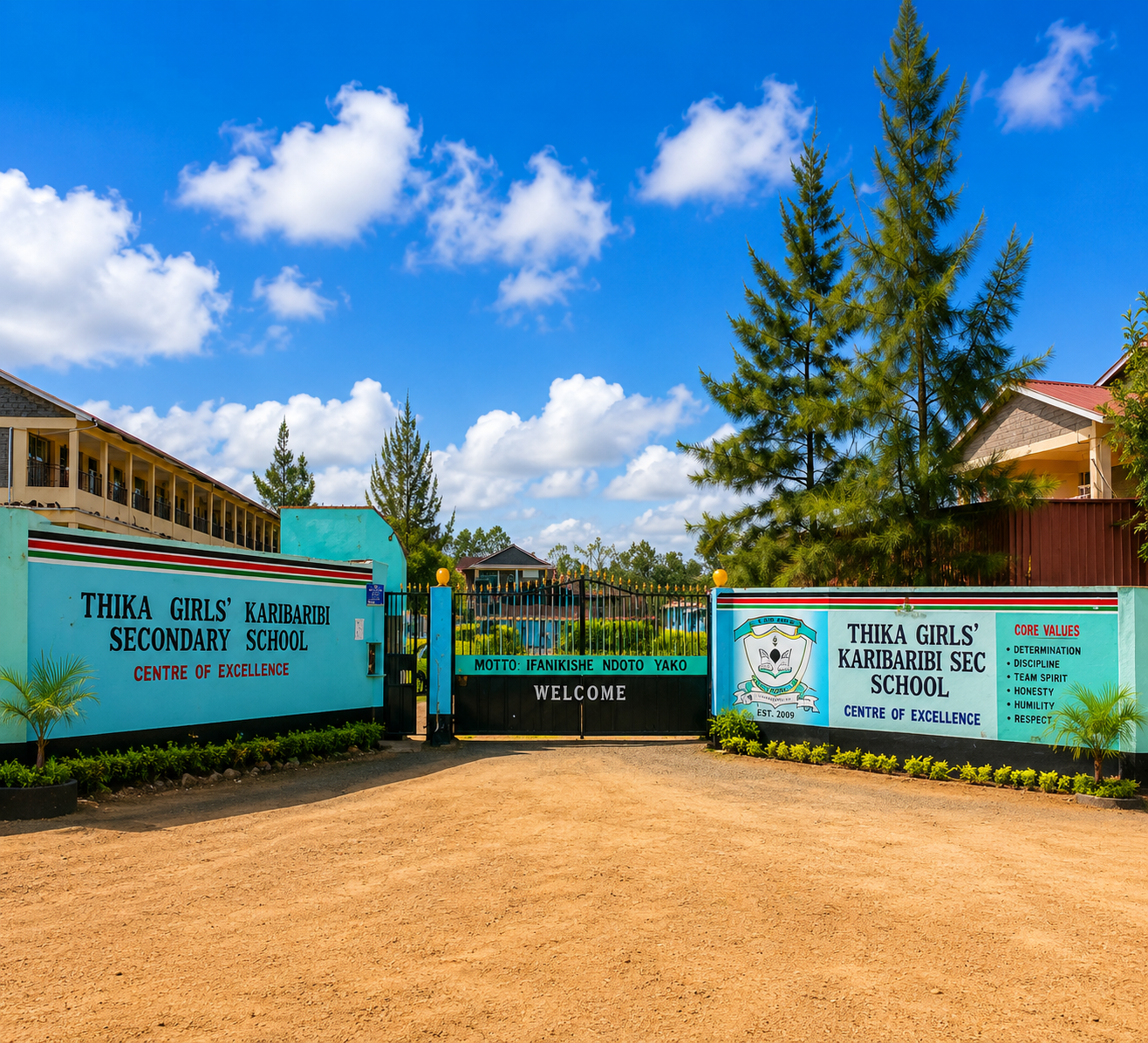 Aerial view of Thika Girls' Karibaribi Senior School campus along the Thika–Mangu Road